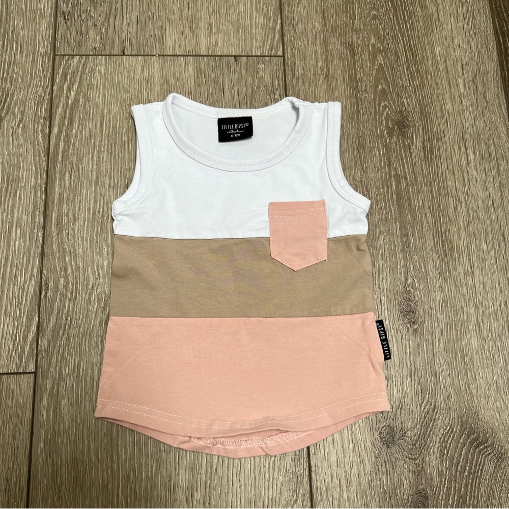 LITTLE BIPSY STRIPE POCKET TANK SUN KISSED 6-12MO